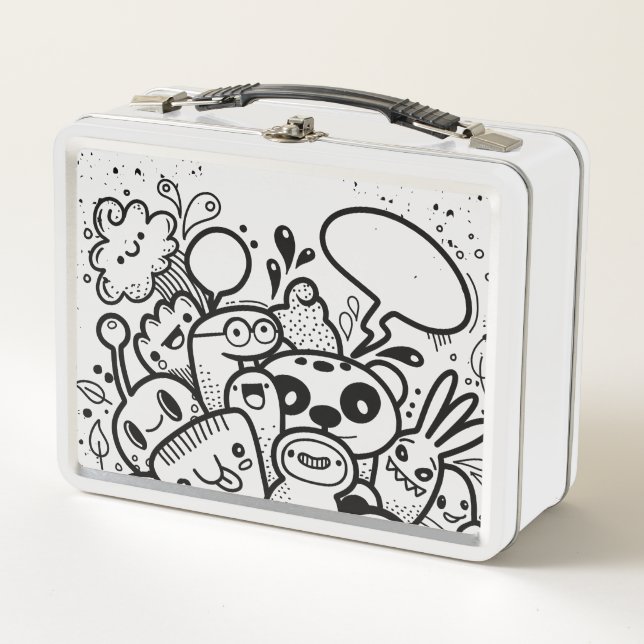 GLÜCKLICHE MONSTER-LUNCHBOX METALL BROTDOSE (Vorderseite)
