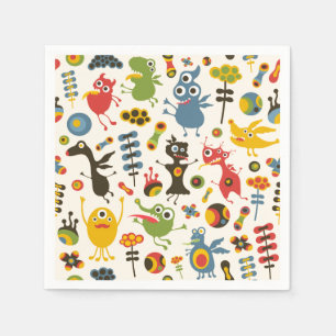 Glückliche Monster Serviette