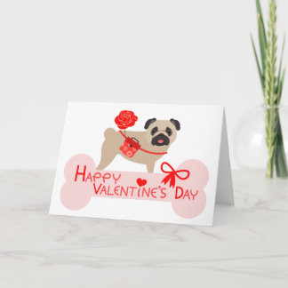 Glückliche Mops-Karte des Valentines Tages Feiertagskarte