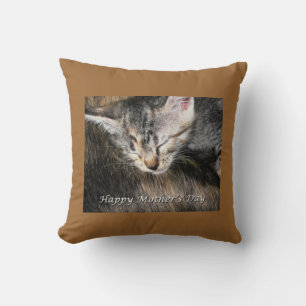 Glückliche Mutter Muttertag Mutter und Kitten Kissen