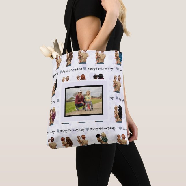 Glückliche Mutter Tag Custom Foto Tote Tasche (Von Nahem)