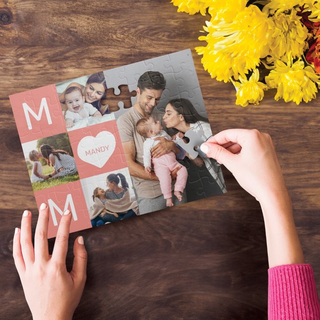 Glückliche Mutter-Tag-Mama, Familienfoto Collage (Happy Mother's Day Mom, Family Photo Collage Jigsaw Puzzle)