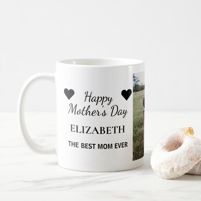 Glückliche Mutter Tag Mama Personalisiertes Foto Kaffeetasse (Mit Donut)