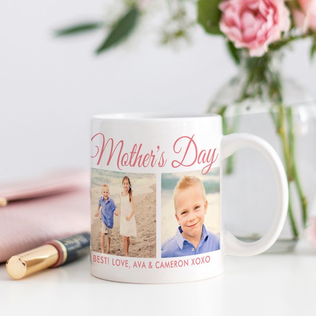 Glückliche Mutter Tag Mama Pink Script Foto Keepak Kaffeetasse (Von Creator hochgeladen)