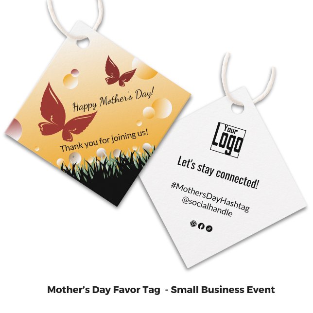 Glückliche Muttertag Rote Schmetterlinge Danke Geschenkanhänger (Happy Mother's Day Red Butterflies Thank You Favor Tags - Diamond Shape )