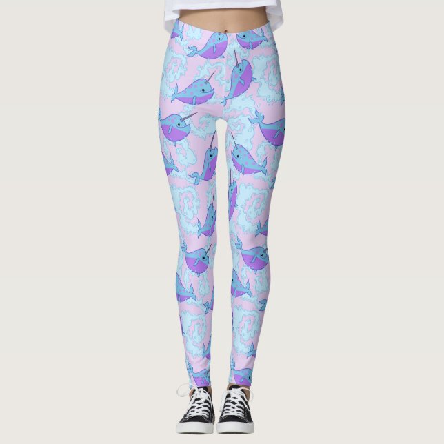 Glückliche Narwhal Muster-Leggings Leggings (Vorderseite)