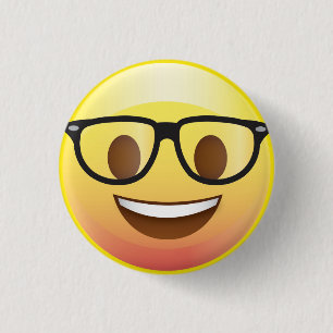 Glückliche Nerd-Gläser Emoji stellen Button
