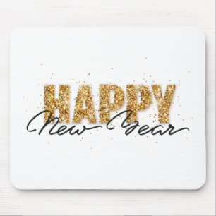 Glückliche neue Jahr Typografie Gold Letters Mousepad