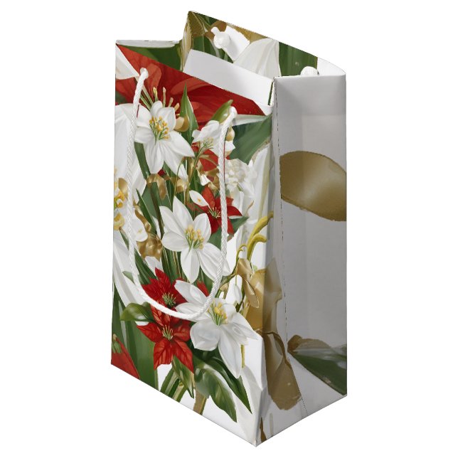 Glückliche neue Jahre Geschenktasche, Blumengesche Kleine Geschenktüte (Vorderseite Schrägansicht)