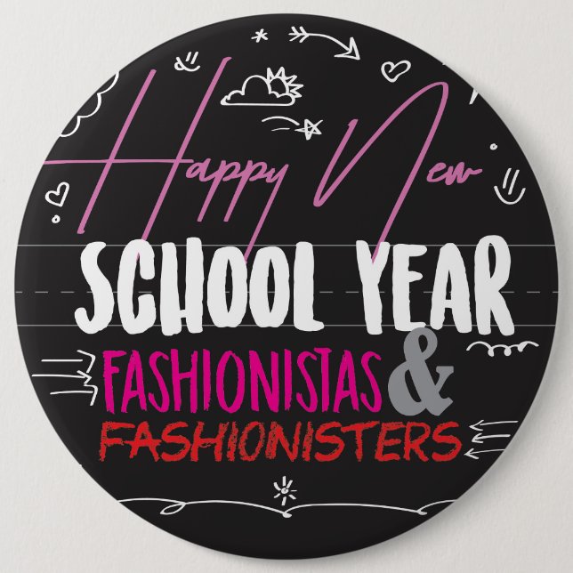 Glückliche neue Schuljahr Fashionistas u. Button (Vorderseite)
