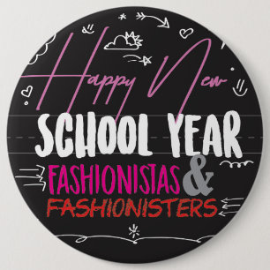 Glückliche neue Schuljahr Fashionistas u. Button