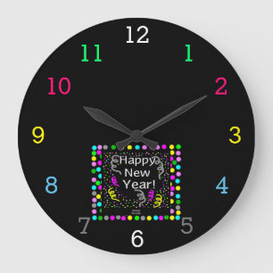 Glückliche Neujahrsgrüße Akrylauer Wall Clock Große Wanduhr