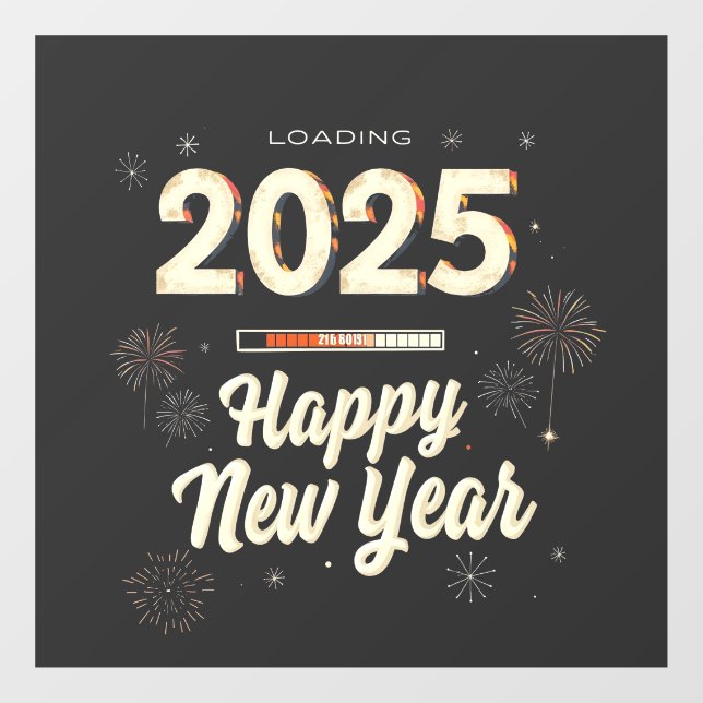 Glückliche Neujahrsreihe 2025 - Matching Fensteraufkleber (Blatt)