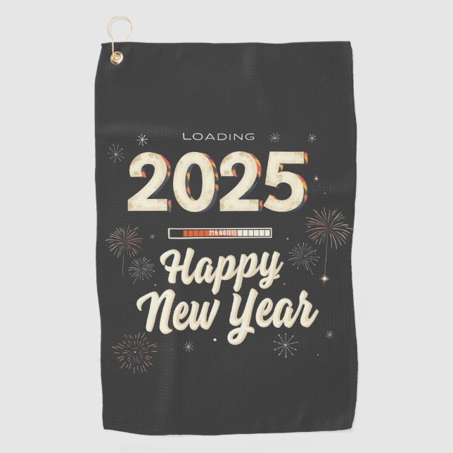 Glückliche Neujahrsreihe 2025 - Matching Golfhandtuch (Vorderseite)