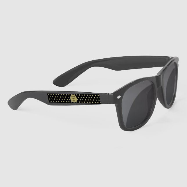 Glückliche Neujahrssonnenbrille (Schwarz & Gold) (Rechts)