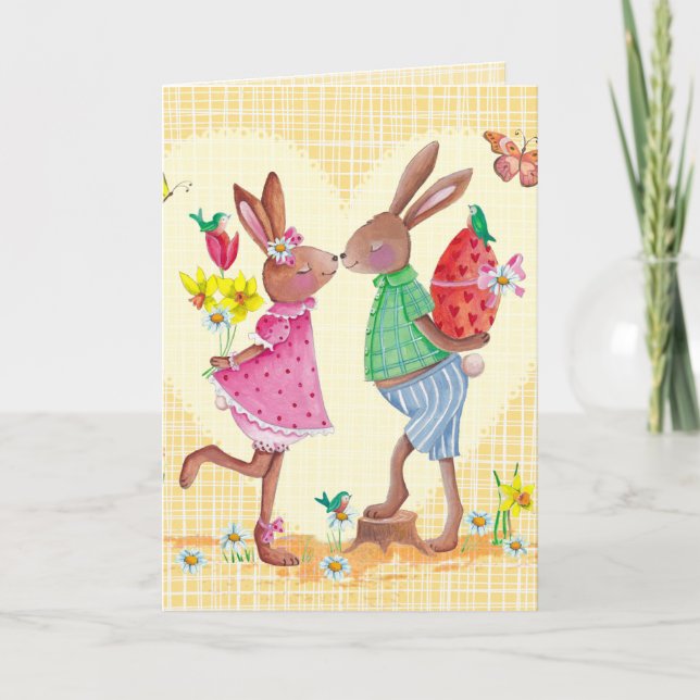 Glückliche niedliche Karte Ostern Häschen-| Ostern (Vorderseite)
