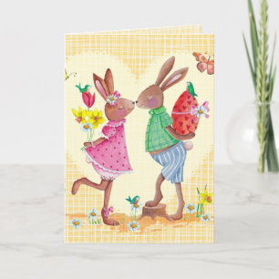 Glückliche niedliche Karte Ostern Häschen-  Ostern