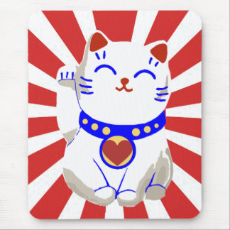 Glückliche niedliche neko Katze auf steigender Mousepad