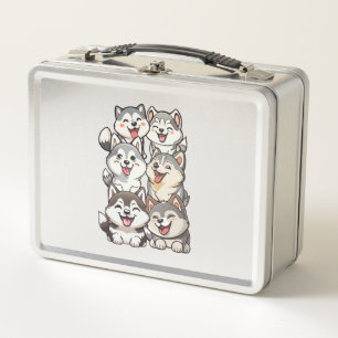 Glückliche niedliche sibirische Huskies Metall Brotdose