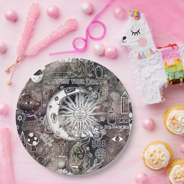 Glückliche Numerologie Manifesting Magic Galaxy Gr Pappteller (Party)