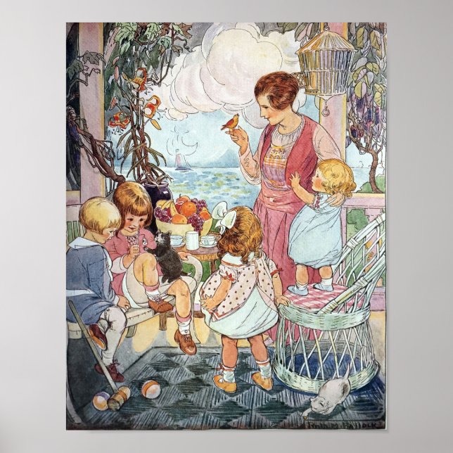 Glückliche Nursery-Szene Poster (Vorne)