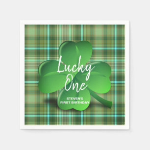 Glückliche One St Patrick's Day Birthday Party Mo Serviette
