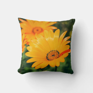 Glückliche Orange Daisy Blumen Kissen Wurf Kissen