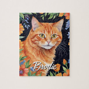Glückliche Orange Katzen-Pet-Porträt-Aquarell-Tier