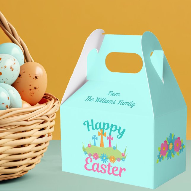 Glückliche OsterBlume überqueren Hübsche religiöse Geschenkschachtel (Von Creator hochgeladen)