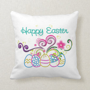 Glückliche Ostern-Glitzer-Eier u. mit Blumen Kissen