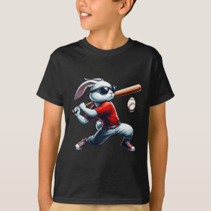 Glückliche Ostern Hasen Jungen beim Baseball spiel T-Shirt