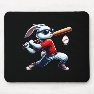 Glückliche Ostern Hasen Jungs spielen Baseball Ost Mousepad