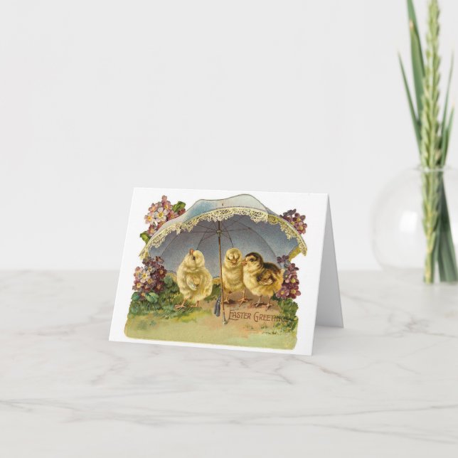 Glückliche Ostern-Küken Vintag Feiertagskarte (Vorderseite)