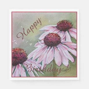 Glückliche Party-Feier Rosa Echinacea Blumen Serviette