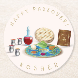 Glückliche Passahfest-Platte reines Pesach Runder Pappuntersetzer
