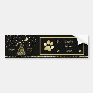Glückliche Pawlidays, goldglänzende Paw Weihnachts Autoaufkleber