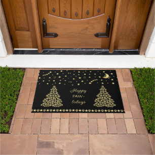 Glückliche Pawlidays, goldglänzende Paw Weihnachts Fußmatte