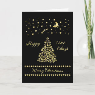 Glückliche Pawlidays, goldglänzende Paw Weihnachts Karte