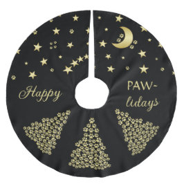 Glückliche Pawlidays, goldglänzende Paw Weihnachts Polyester Weihnachtsbaumdecke