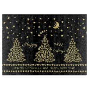Glückliche Pawlidays, goldglänzende Paw Weihnachts Schneidebrett