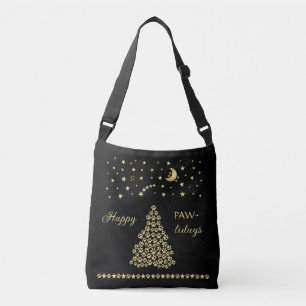 Glückliche Pawlidays, goldglänzende Paw Weihnachts Tragetaschen Mit Langen Trägern