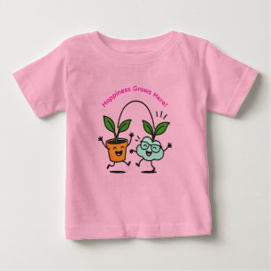 Glückliche Pflanzen Baby T-Shirt – “Hier wächst da