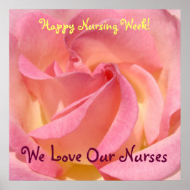 Glückliche Pflegewoche! Plakate Pink Rose Blume Li