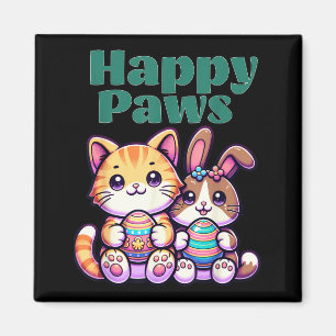 Glückliche Pfoten Süße Häschen Katze Ostern Ei Tie Magnet