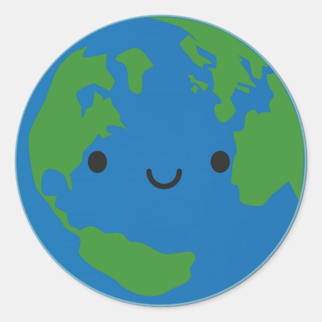 Glückliche Planeten-Erde Runder Aufkleber (Vorderseite)