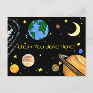 Glückliche Planeten und Weltraum Postkarte