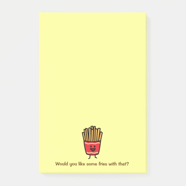 Glückliche Pommes-Frites Post-it Klebezettel (Vorderseite)