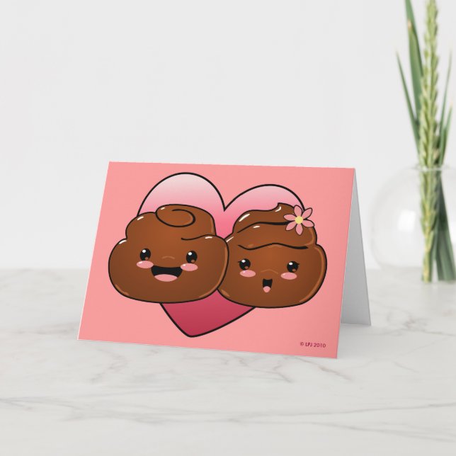 Glückliche Poo Valentines Grußkarte Feiertagskarte (Vorderseite)