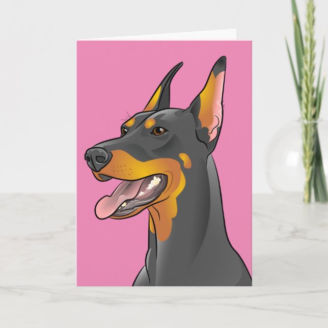 Glückliche Pop-Kunst-Dobermann-Mama-Karte der Karte (Vorderseite)
