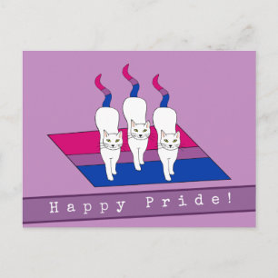 Glückliche Pride-Katzen mit Bisexuellen-Stolzflagg Postkarte